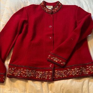 Talbots Embroidered Red Women's Jacket. Size medium